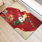 Sulphur-crested Cockatoo Christmas Australia Rubber Doormat Aussie Xmas Sock Coquette Bow