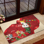 Sulphur-crested Cockatoo Christmas Australia Rubber Doormat Aussie Xmas Sock Coquette Bow