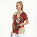 Sulphur-crested Cockatoo Christmas Australia Scrub Top Aussie Xmas Sock Coquette Bow
