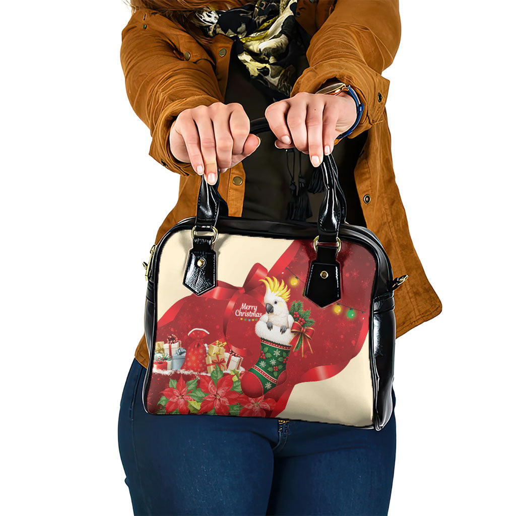 Sulphur-crested Cockatoo Christmas Australia Shoulder Handbag Aussie Xmas Sock Coquette Bow