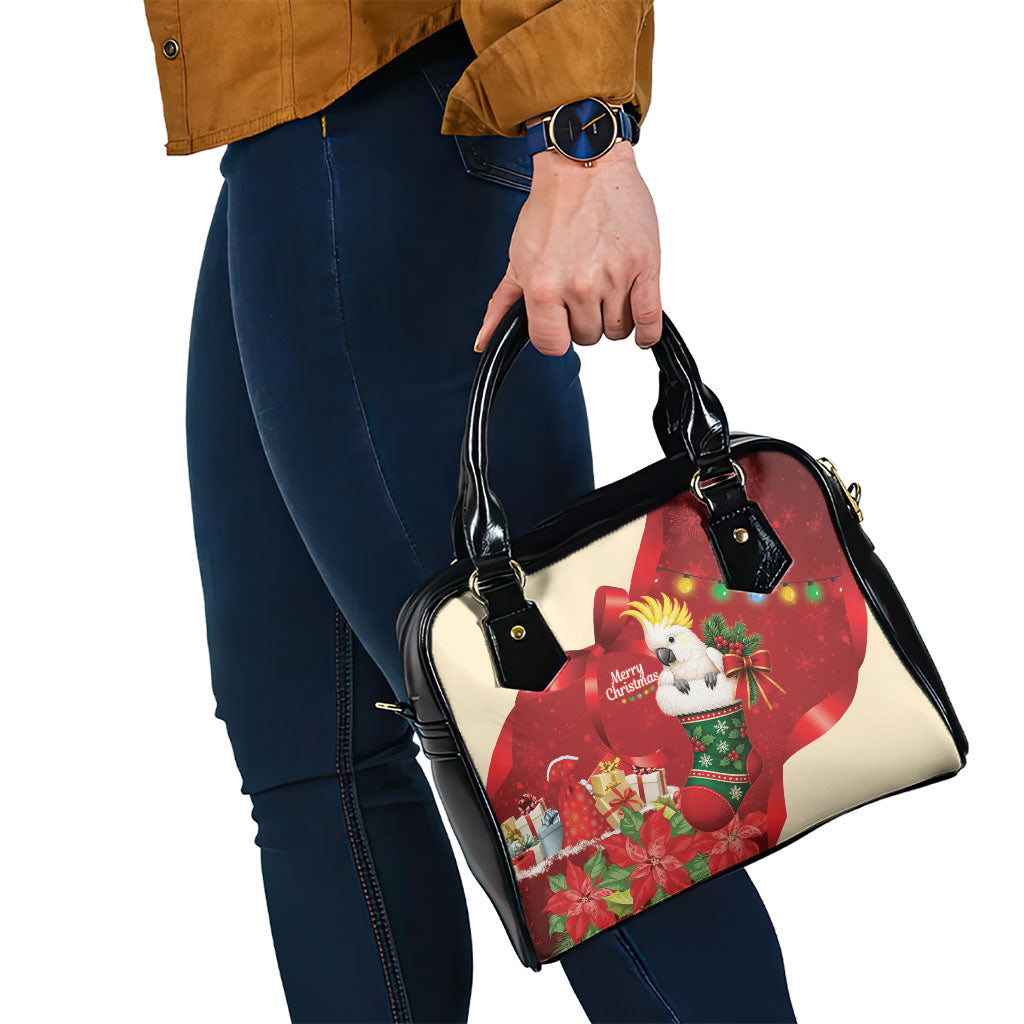 Sulphur-crested Cockatoo Christmas Australia Shoulder Handbag Aussie Xmas Sock Coquette Bow