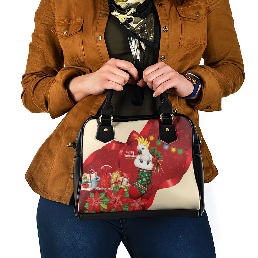 Sulphur-crested Cockatoo Christmas Australia Shoulder Handbag Aussie Xmas Sock Coquette Bow