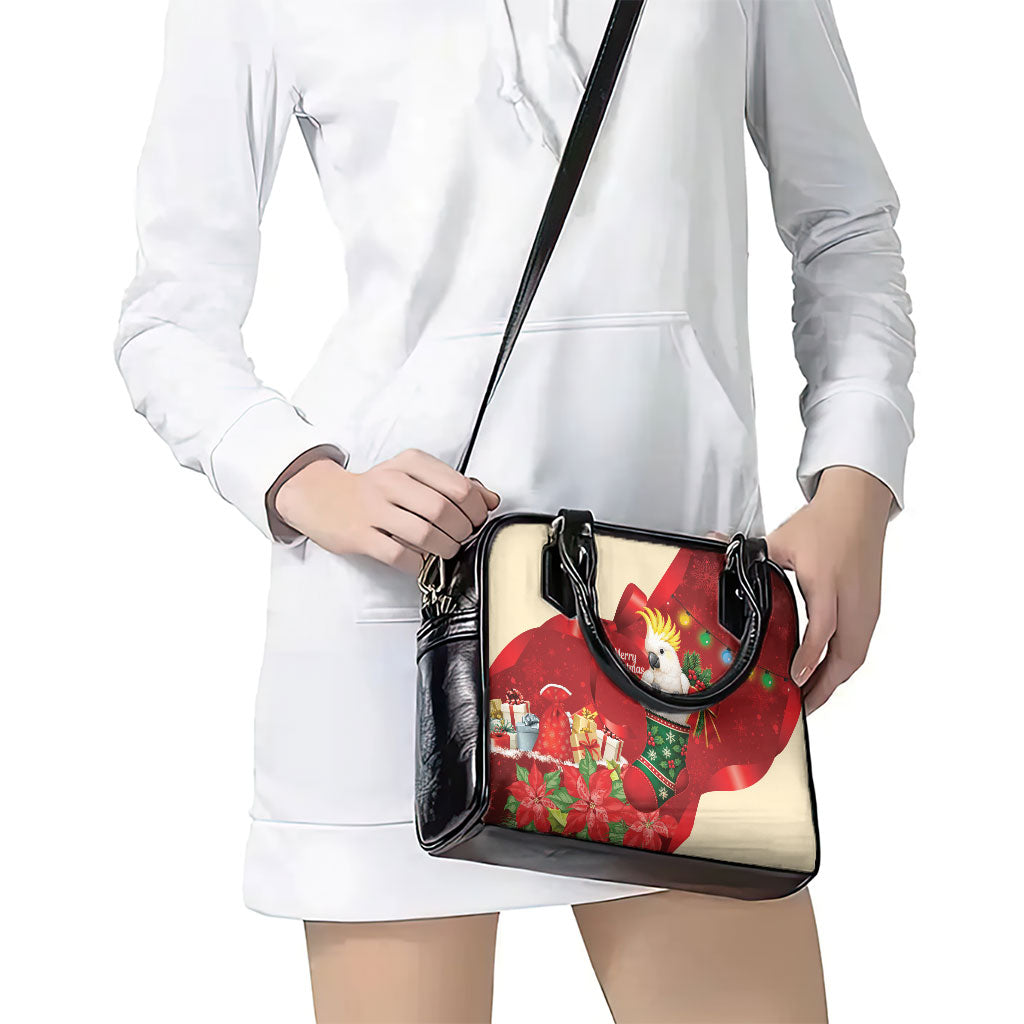 Sulphur-crested Cockatoo Christmas Australia Shoulder Handbag Aussie Xmas Sock Coquette Bow