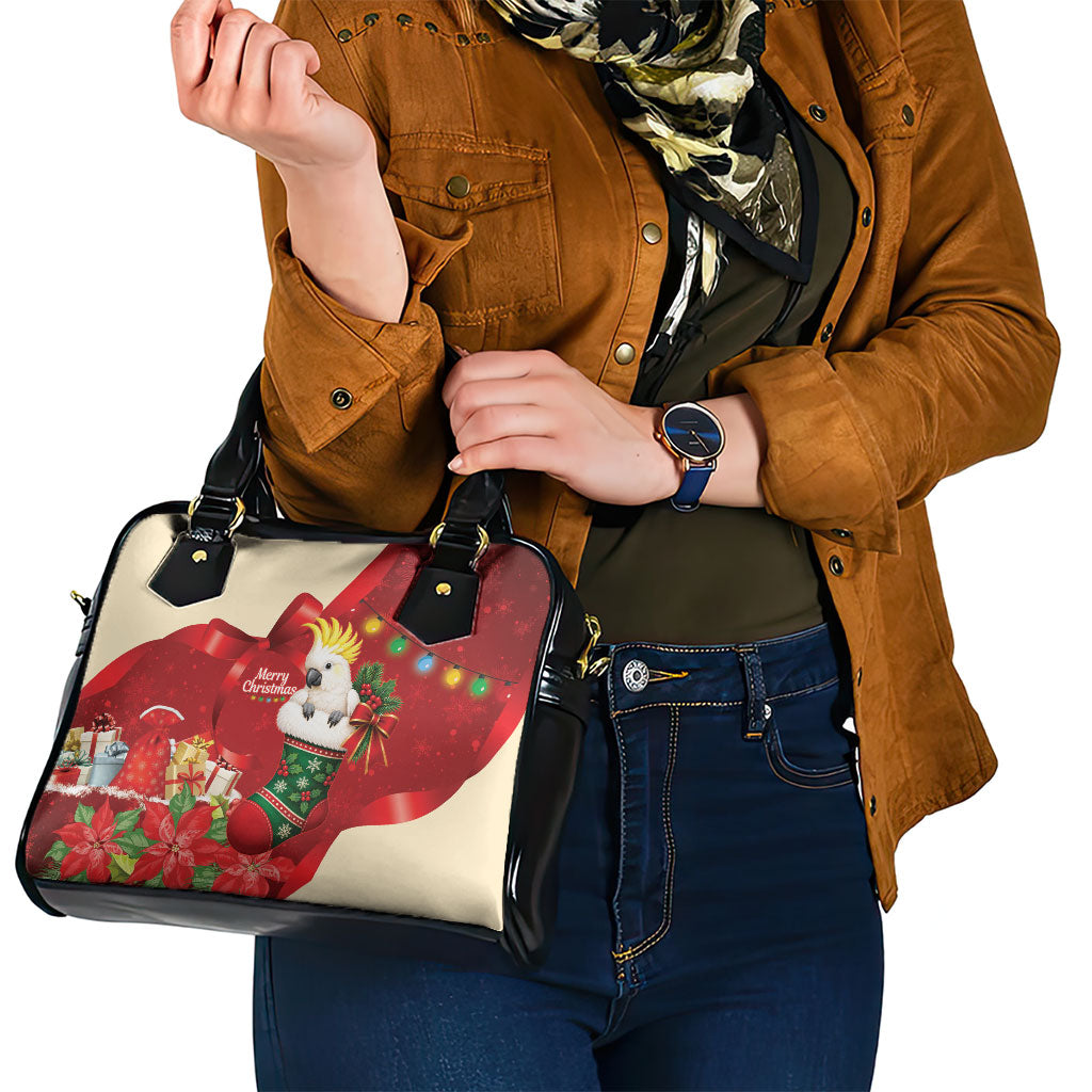 Sulphur-crested Cockatoo Christmas Australia Shoulder Handbag Aussie Xmas Sock Coquette Bow