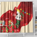Sulphur-crested Cockatoo Christmas Australia Shower Curtain Aussie Xmas Sock Coquette Bow