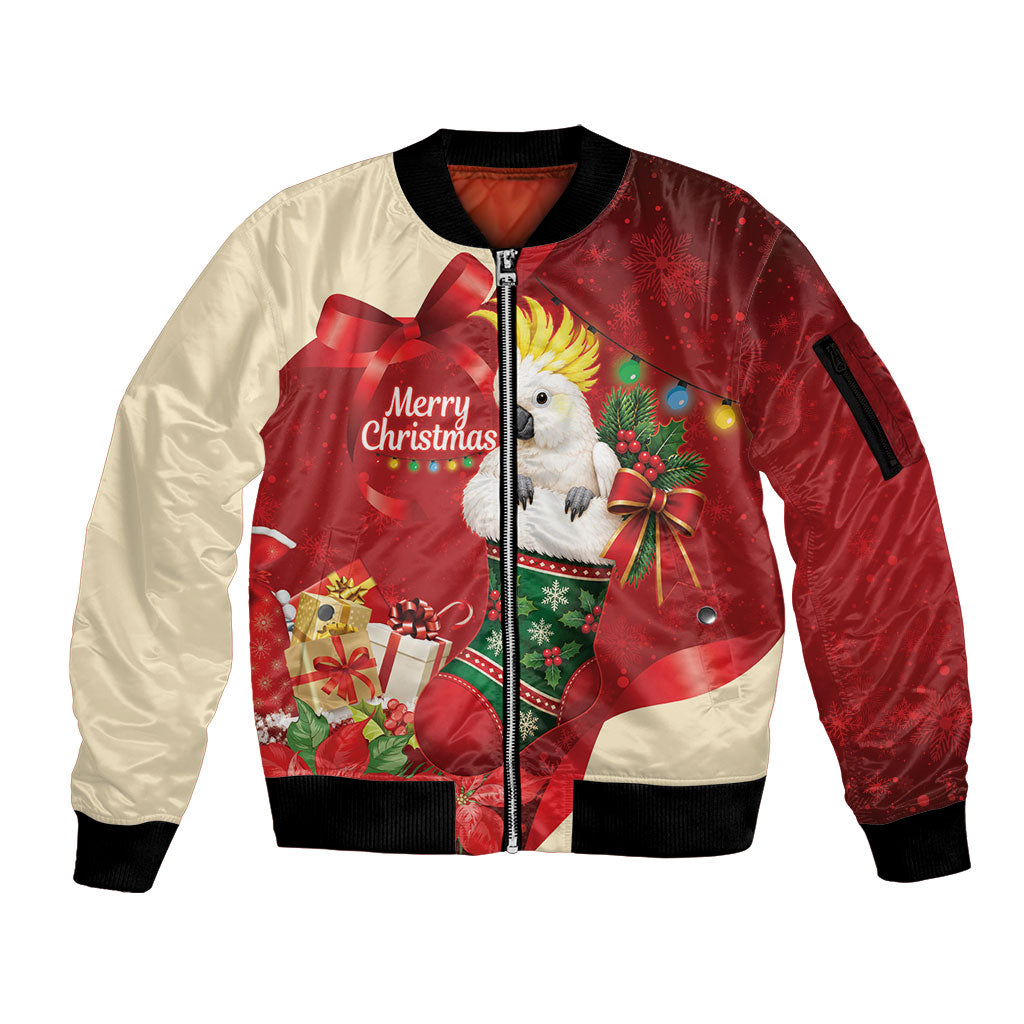 Sulphur-crested Cockatoo Christmas Australia Sleeve Zip Bomber Jacket Aussie Xmas Sock Coquette Bow