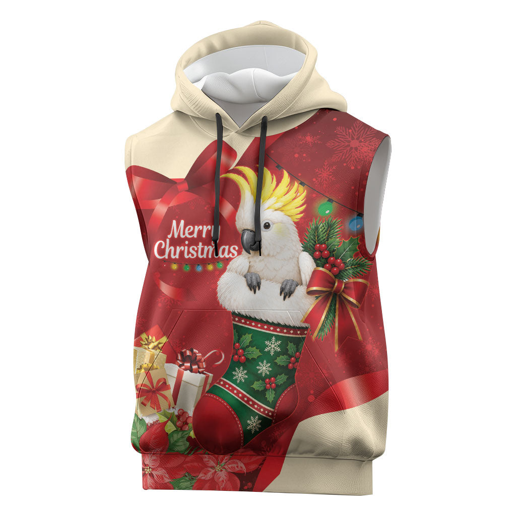 Sulphur-crested Cockatoo Christmas Australia Sleeveless Hoodie Aussie Xmas Sock Coquette Bow