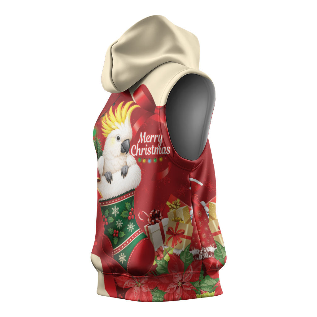 Sulphur-crested Cockatoo Christmas Australia Sleeveless Hoodie Aussie Xmas Sock Coquette Bow