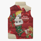 Sulphur-crested Cockatoo Christmas Australia Sleeveless Puffer Jacket Aussie Xmas Sock Coquette Bow