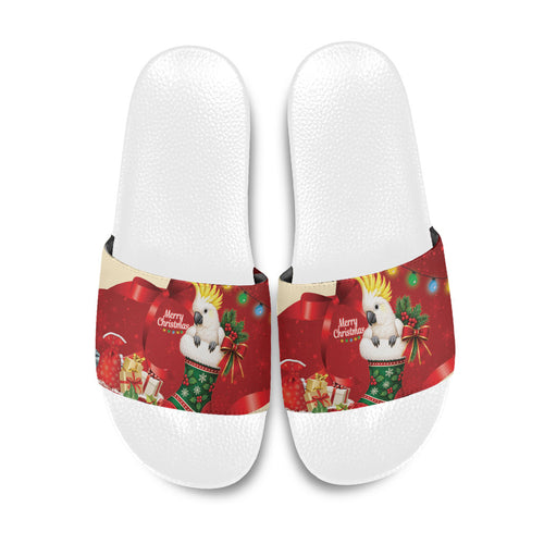 Sulphur-crested Cockatoo Christmas Australia Slide Sandals Aussie Xmas Sock Coquette Bow