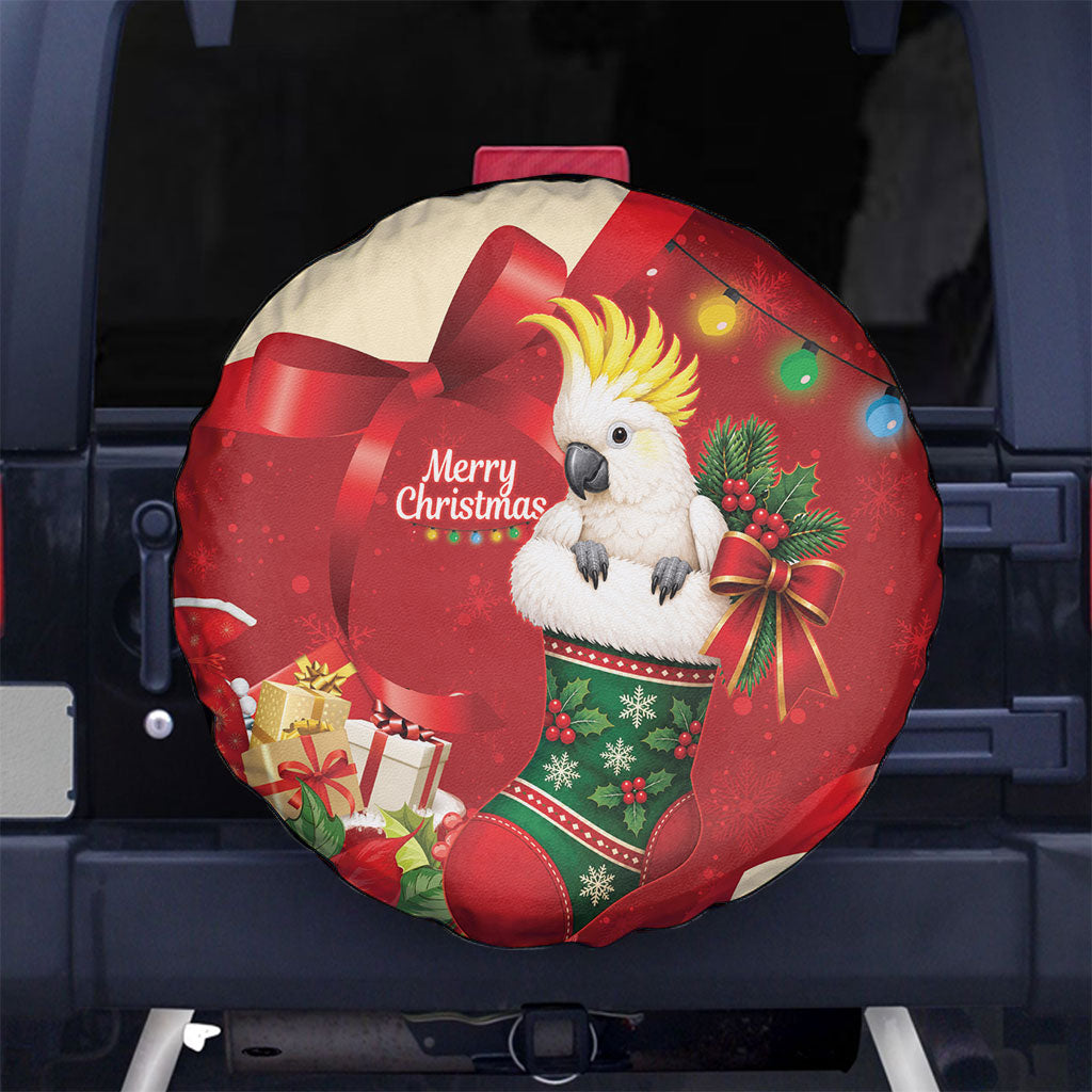 Sulphur-crested Cockatoo Christmas Australia Spare Tire Cover Aussie Xmas Sock Coquette Bow