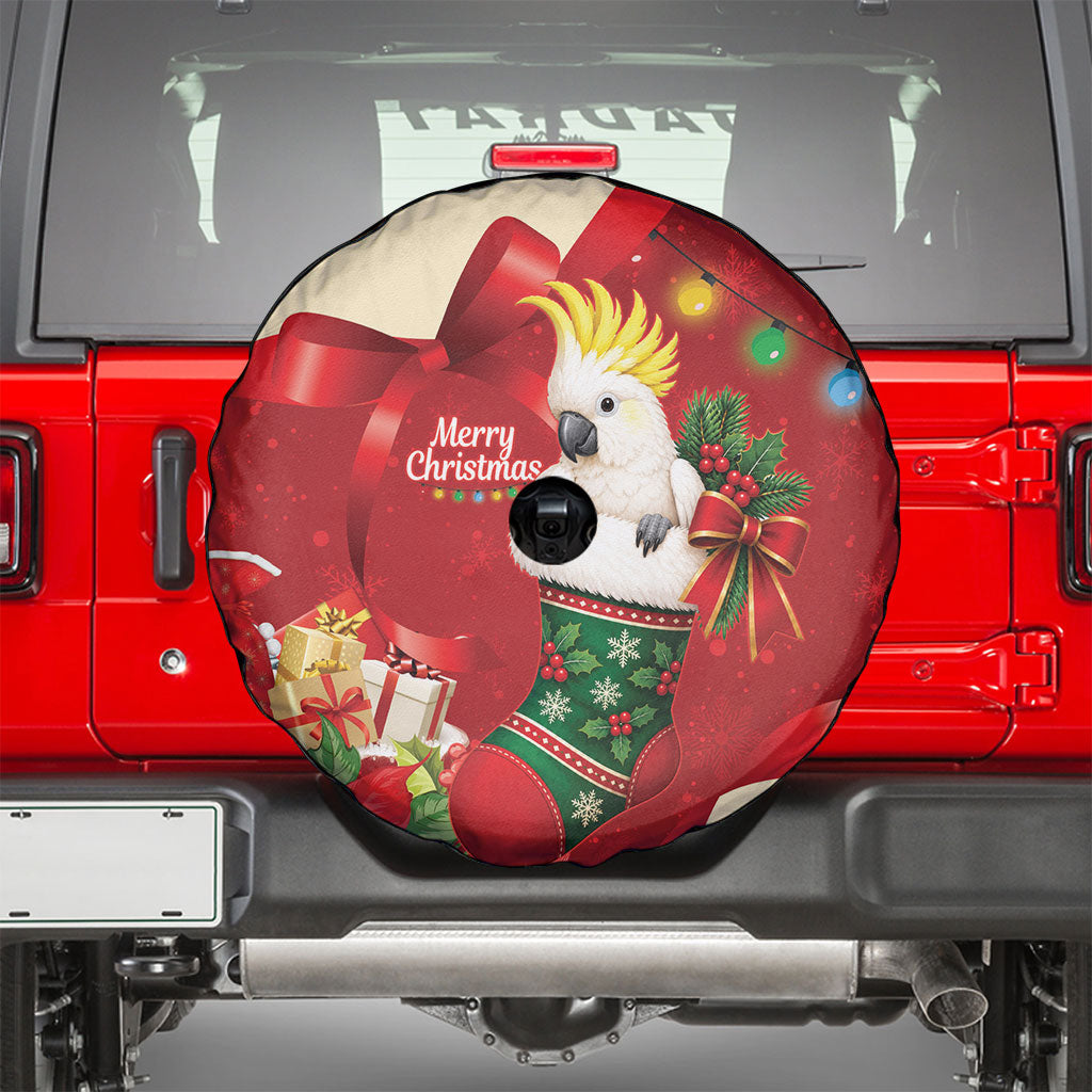 Sulphur-crested Cockatoo Christmas Australia Spare Tire Cover Aussie Xmas Sock Coquette Bow