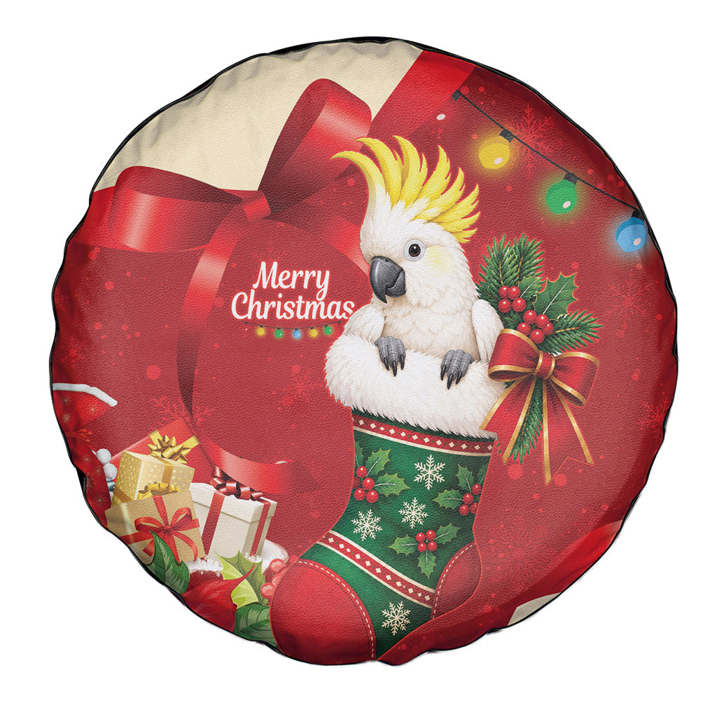 Sulphur-crested Cockatoo Christmas Australia Spare Tire Cover Aussie Xmas Sock Coquette Bow