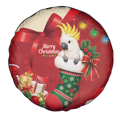 Sulphur-crested Cockatoo Christmas Australia Spare Tire Cover Aussie Xmas Sock Coquette Bow