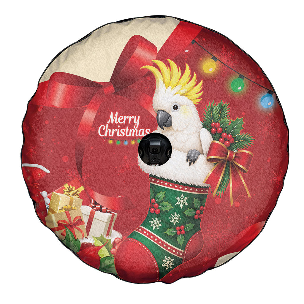 Sulphur-crested Cockatoo Christmas Australia Spare Tire Cover Aussie Xmas Sock Coquette Bow