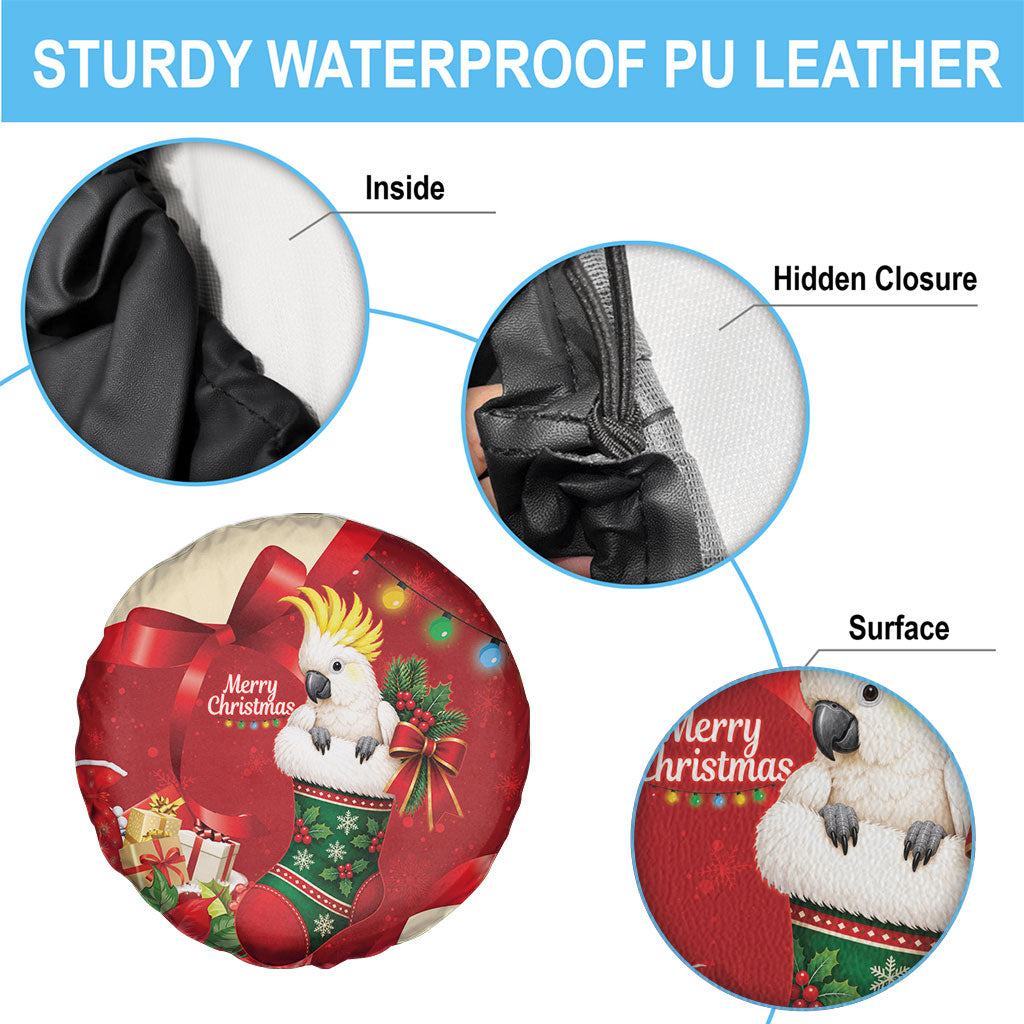 Sulphur-crested Cockatoo Christmas Australia Spare Tire Cover Aussie Xmas Sock Coquette Bow