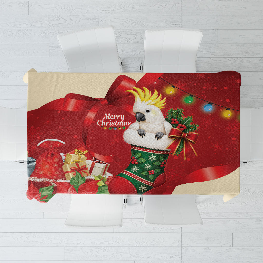 Sulphur-crested Cockatoo Christmas Australia Tablecloth Aussie Xmas Sock Coquette Bow