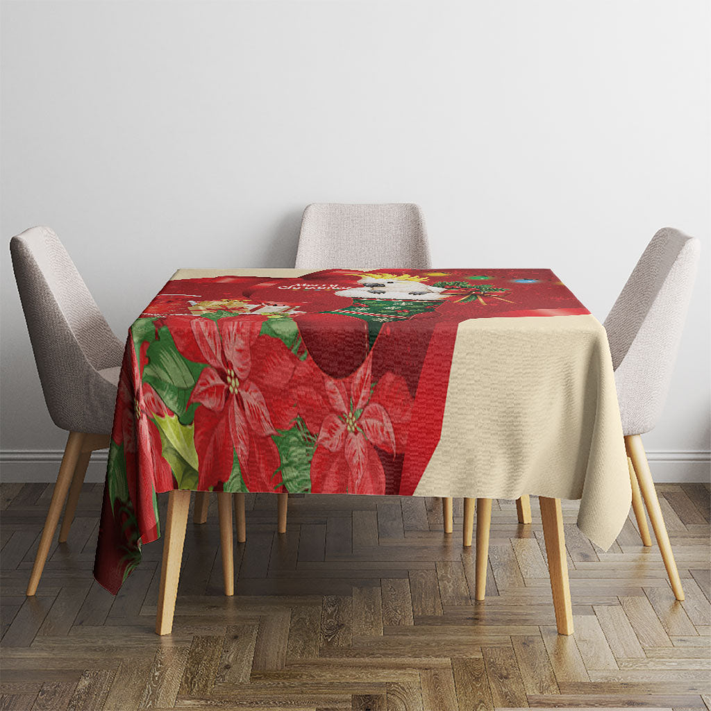 Sulphur-crested Cockatoo Christmas Australia Tablecloth Aussie Xmas Sock Coquette Bow