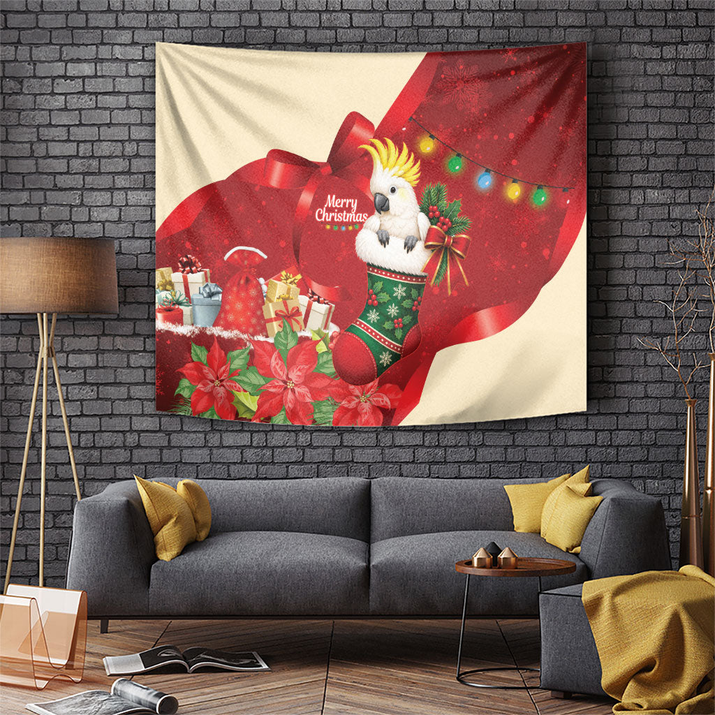 Sulphur-crested Cockatoo Christmas Australia Tapestry Aussie Xmas Sock Coquette Bow