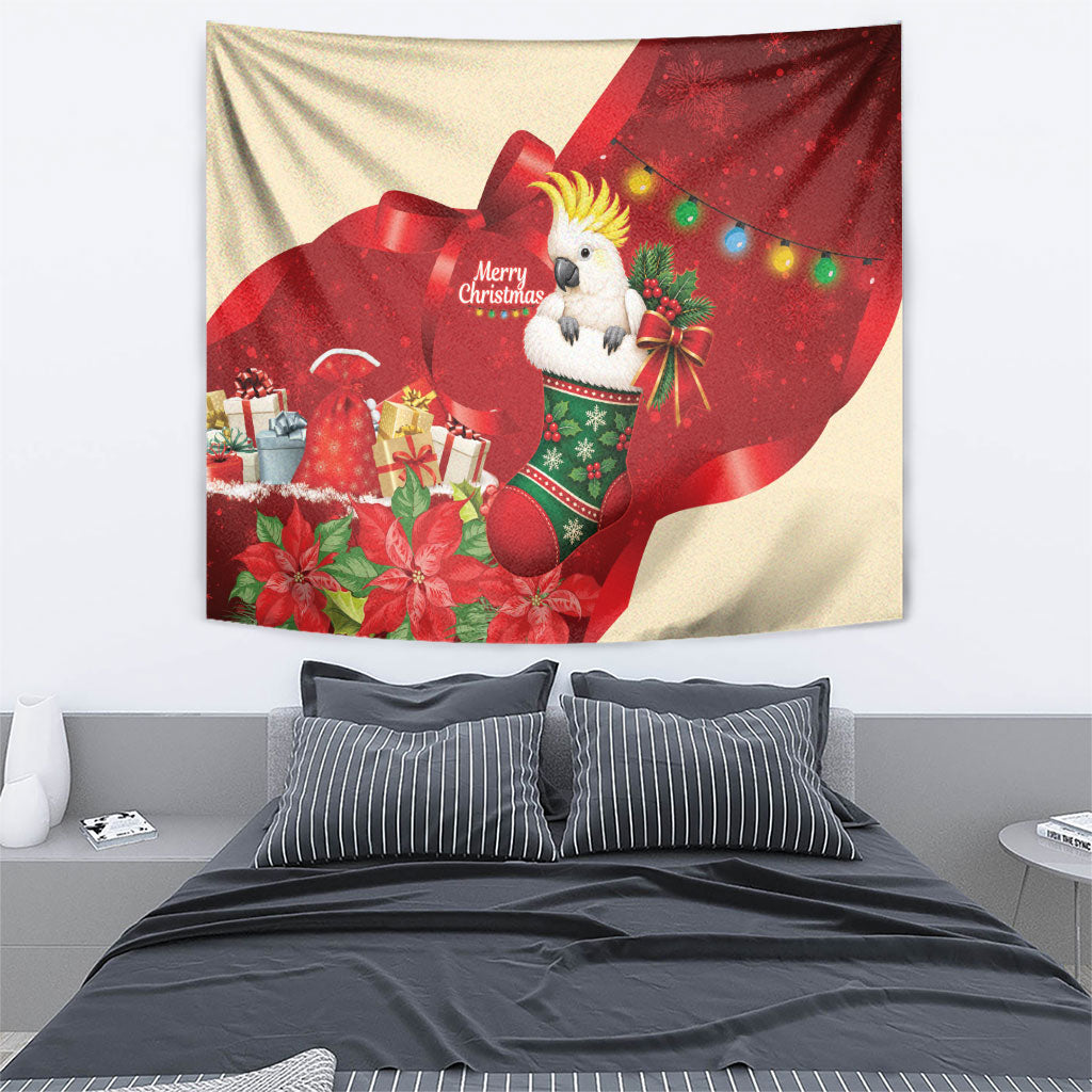 Sulphur-crested Cockatoo Christmas Australia Tapestry Aussie Xmas Sock Coquette Bow
