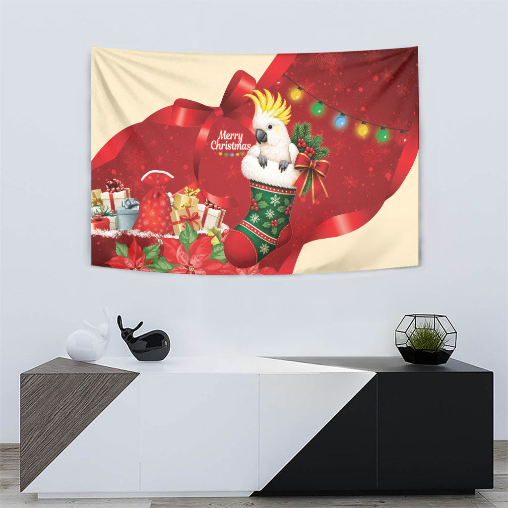 Sulphur-crested Cockatoo Christmas Australia Tapestry Aussie Xmas Sock Coquette Bow