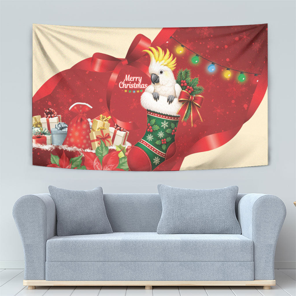 Sulphur-crested Cockatoo Christmas Australia Tapestry Aussie Xmas Sock Coquette Bow
