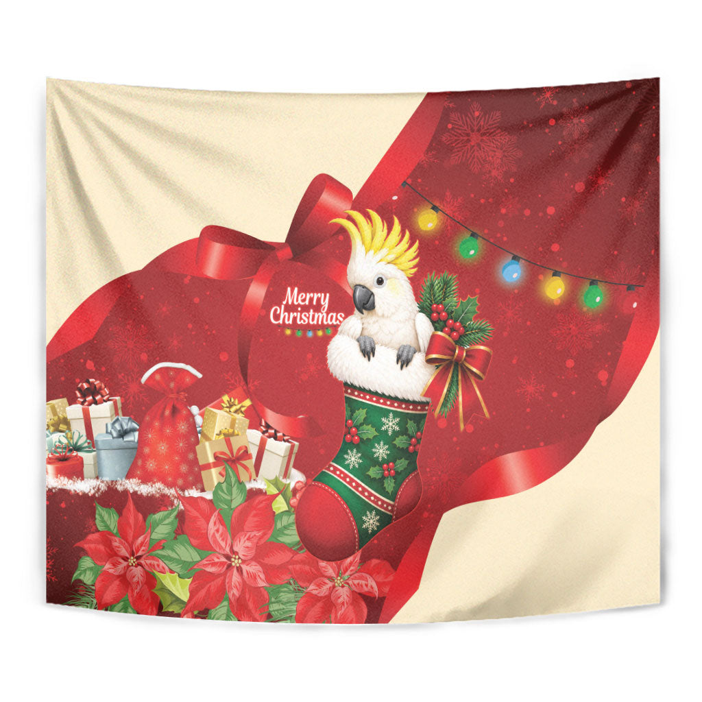 Sulphur-crested Cockatoo Christmas Australia Tapestry Aussie Xmas Sock Coquette Bow