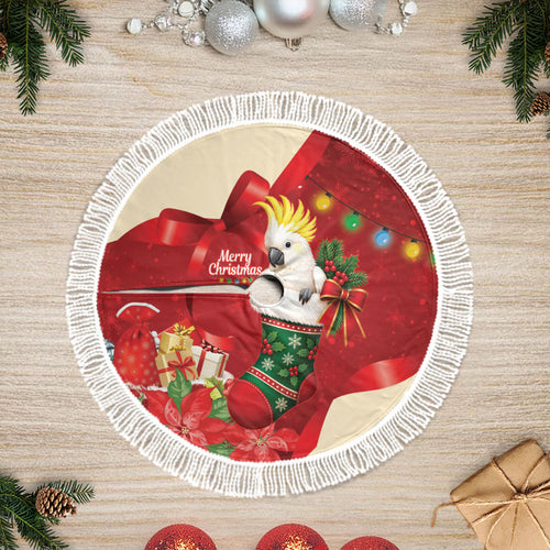 Sulphur-crested Cockatoo Christmas Australia Tree Skirt Aussie Xmas Sock Coquette Bow