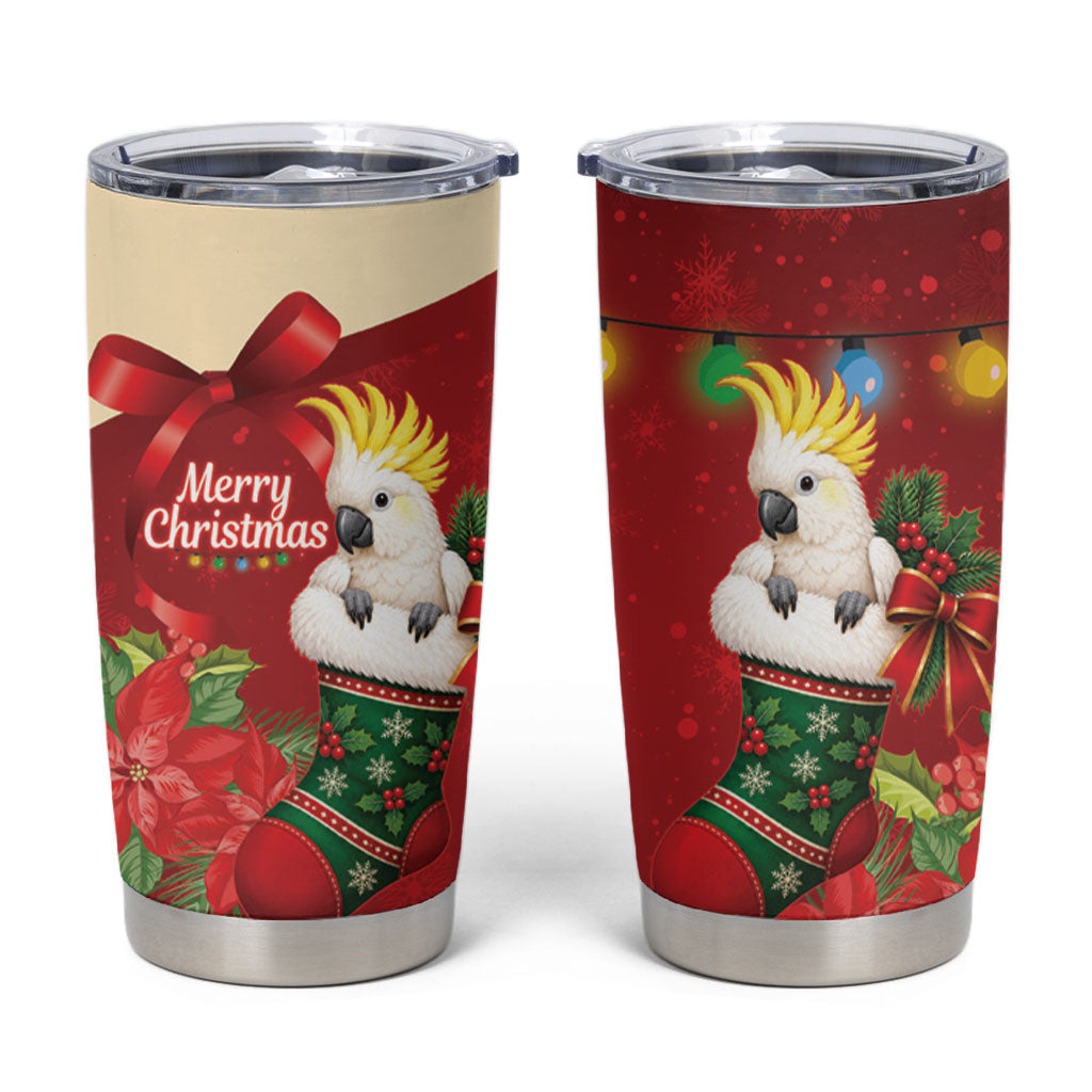 Sulphur-crested Cockatoo Christmas Australia Tumbler Cup Aussie Xmas Sock Coquette Bow