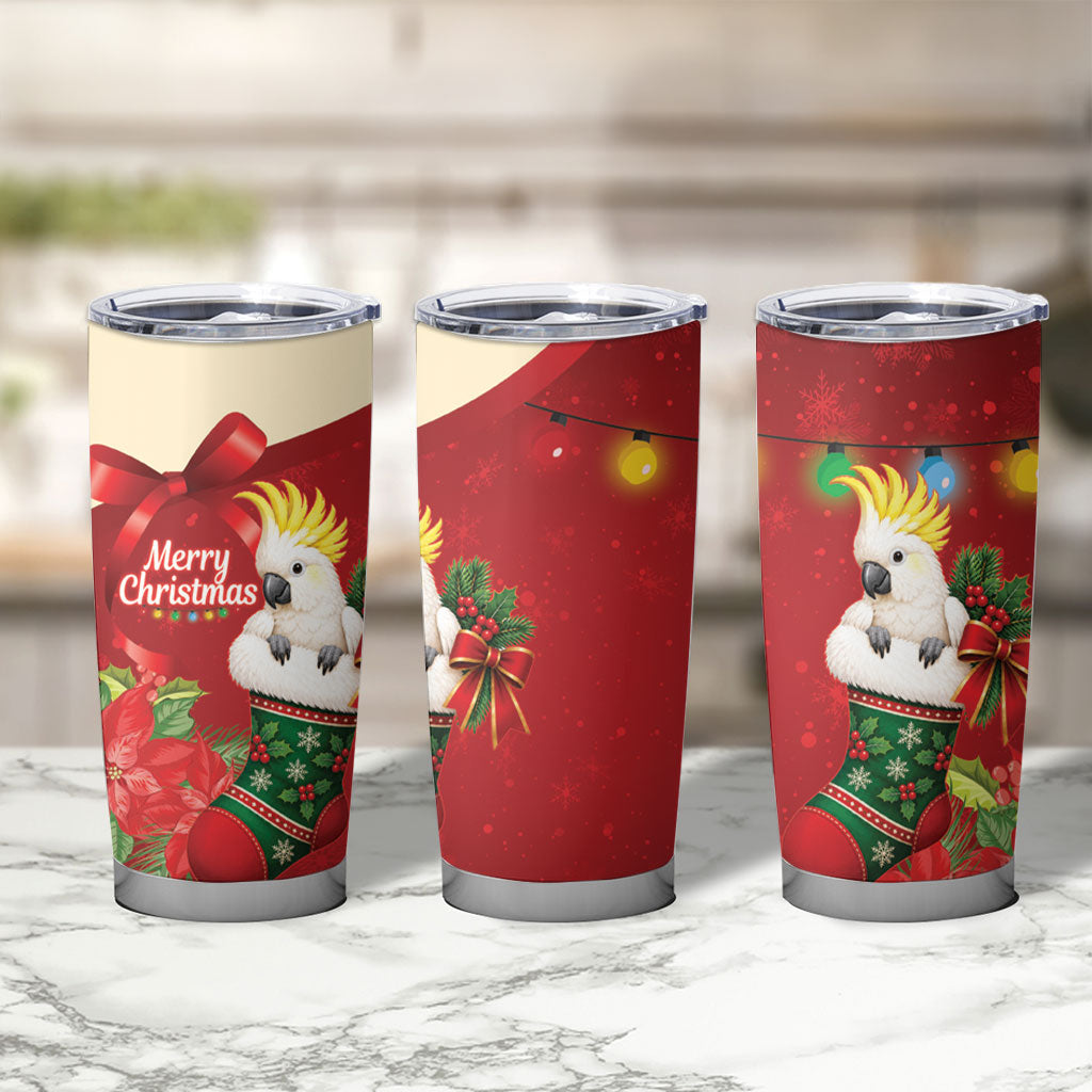 Sulphur-crested Cockatoo Christmas Australia Tumbler Cup Aussie Xmas Sock Coquette Bow