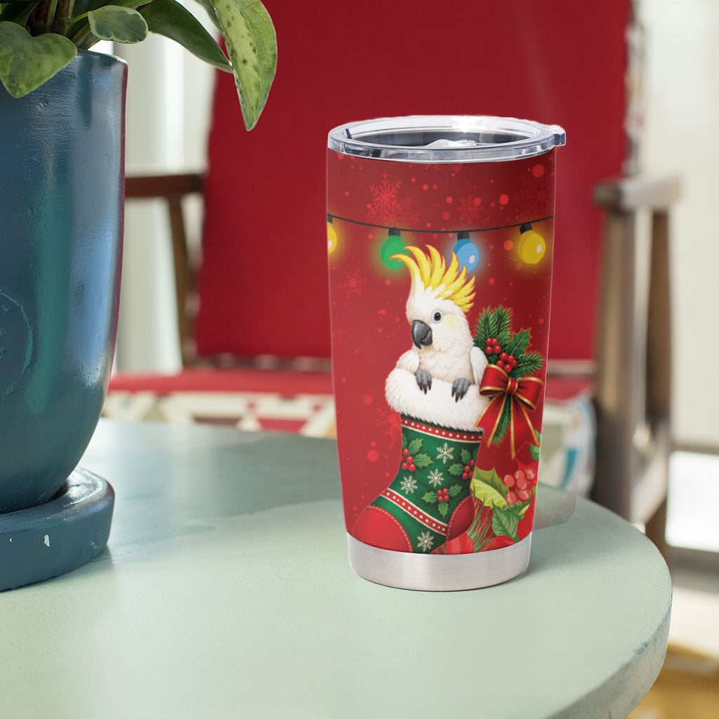 Sulphur-crested Cockatoo Christmas Australia Tumbler Cup Aussie Xmas Sock Coquette Bow