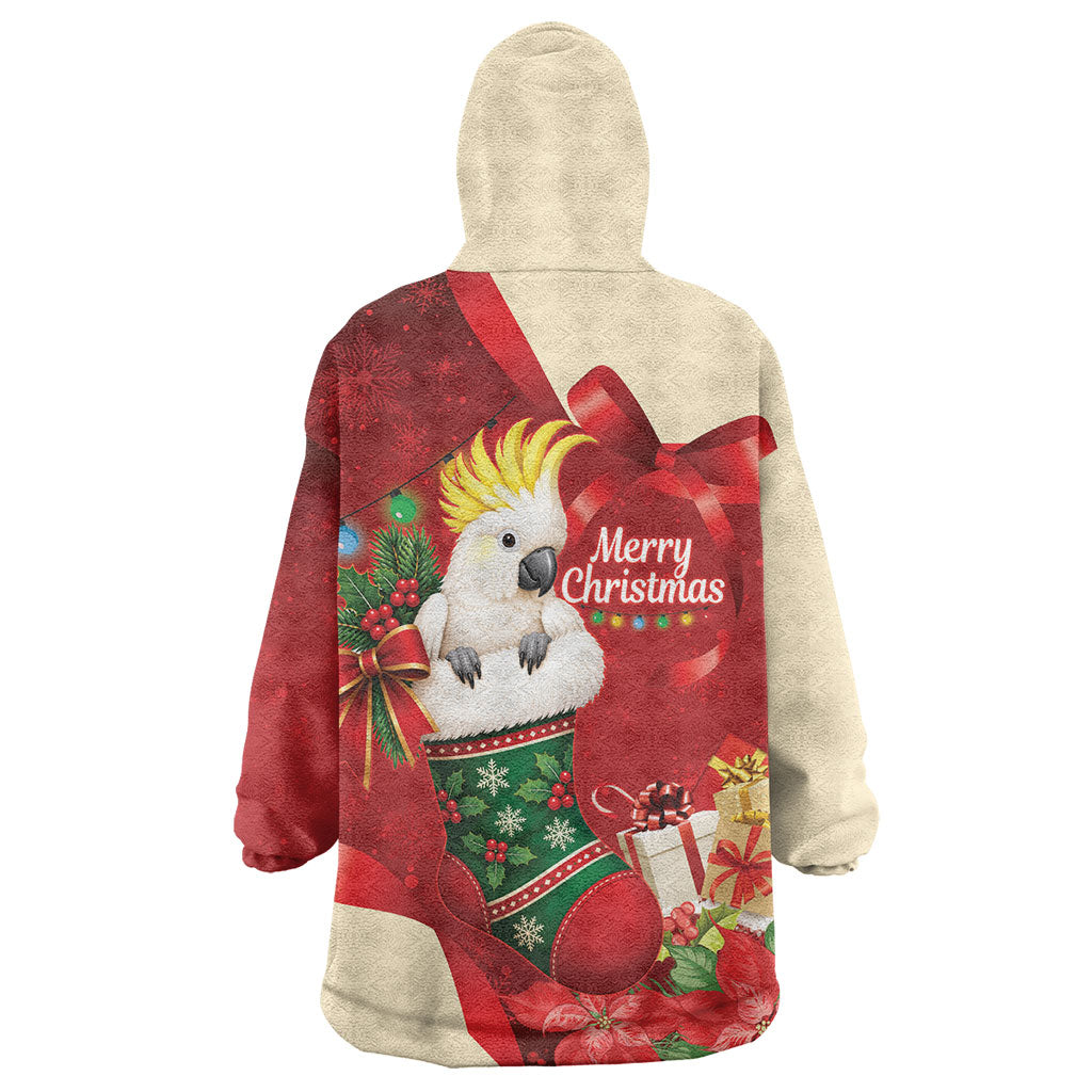 Sulphur-crested Cockatoo Christmas Australia Wearable Blanket Hoodie Aussie Xmas Sock Coquette Bow