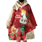 Sulphur-crested Cockatoo Christmas Australia Wearable Blanket Hoodie Aussie Xmas Sock Coquette Bow