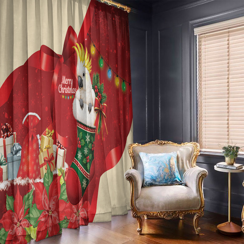 Sulphur-crested Cockatoo Christmas Australia Window Curtain Aussie Xmas Sock Coquette Bow