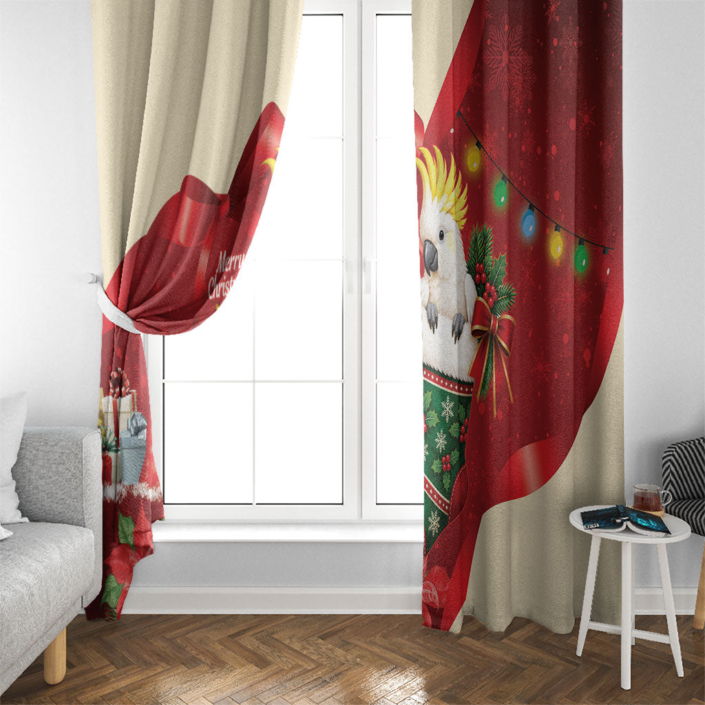 Sulphur-crested Cockatoo Christmas Australia Window Curtain Aussie Xmas Sock Coquette Bow