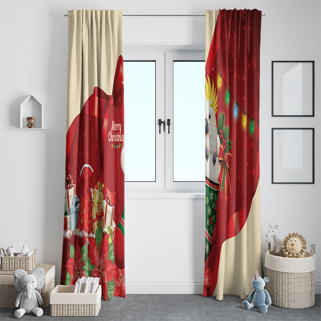 Sulphur-crested Cockatoo Christmas Australia Window Curtain Aussie Xmas Sock Coquette Bow