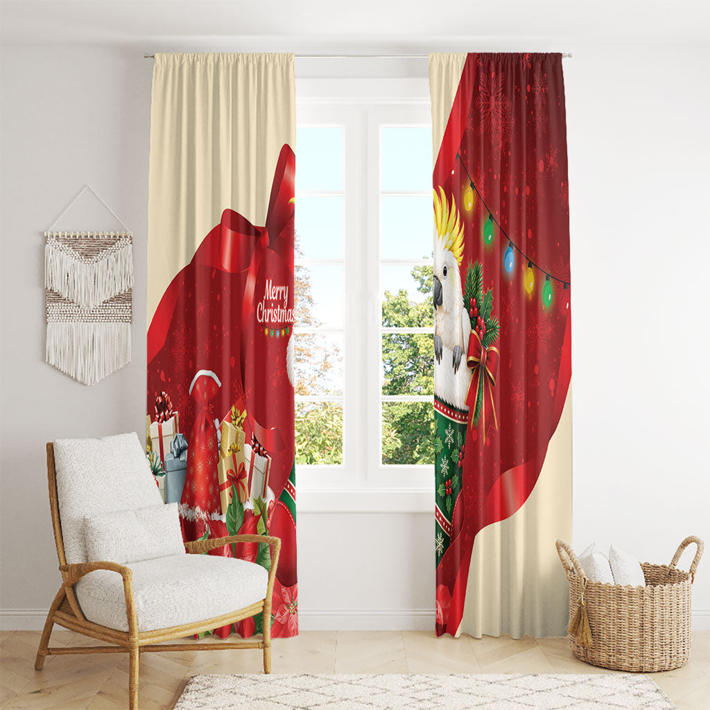Sulphur-crested Cockatoo Christmas Australia Window Curtain Aussie Xmas Sock Coquette Bow