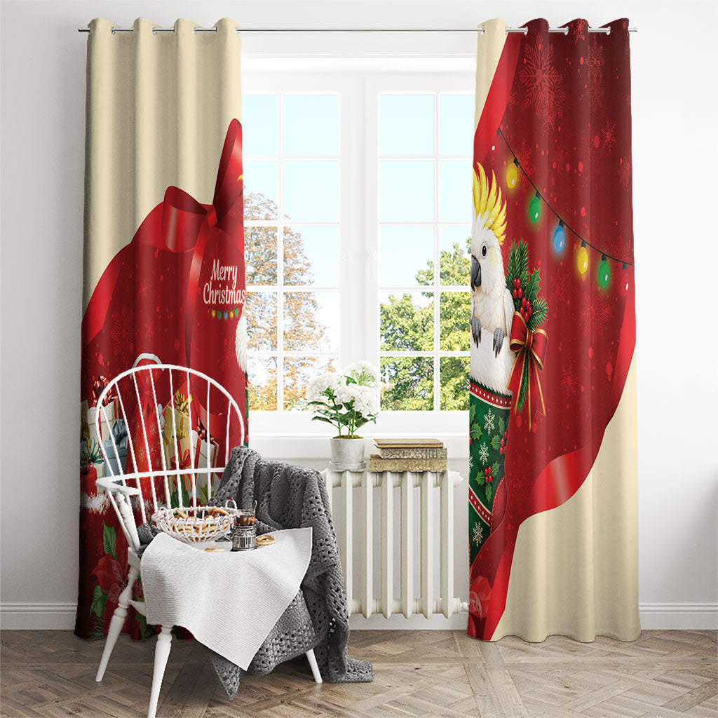 Sulphur-crested Cockatoo Christmas Australia Window Curtain Aussie Xmas Sock Coquette Bow