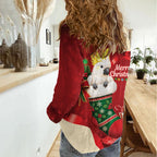 Sulphur-crested Cockatoo Christmas Australia Women Casual Shirt Aussie Xmas Sock Coquette Bow