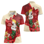 Sulphur-crested Cockatoo Christmas Australia Women Polo Shirt Aussie Xmas Sock Coquette Bow