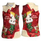 Sulphur-crested Cockatoo Christmas Australia Women Sleeveless Polo Shirt Aussie Xmas Sock Coquette Bow