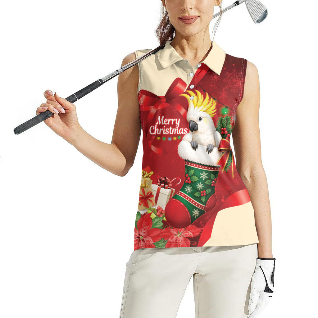 Sulphur-crested Cockatoo Christmas Australia Women Sleeveless Polo Shirt Aussie Xmas Sock Coquette Bow