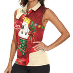 Sulphur-crested Cockatoo Christmas Australia Women Sleeveless Polo Shirt Aussie Xmas Sock Coquette Bow