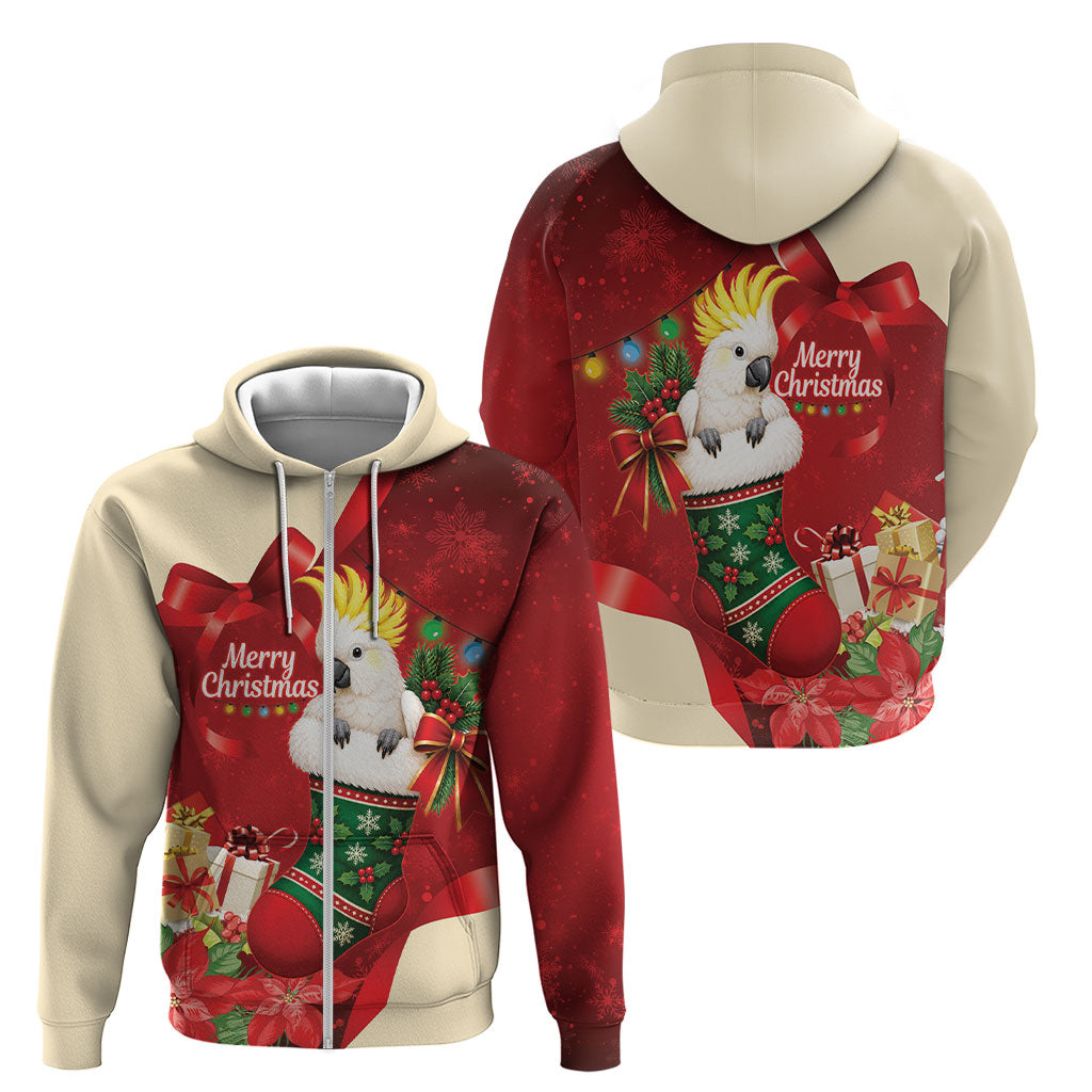 Sulphur-crested Cockatoo Christmas Australia Zip Hoodie Aussie Xmas Sock Coquette Bow