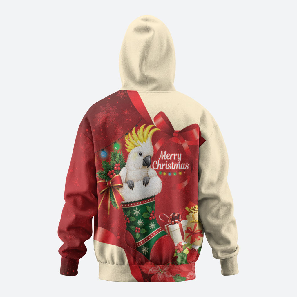 Sulphur-crested Cockatoo Christmas Australia Zip Hoodie Aussie Xmas Sock Coquette Bow