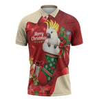 Sulphur-crested Cockatoo Christmas Australia Zipper Polo Shirt Aussie Xmas Sock Coquette Bow