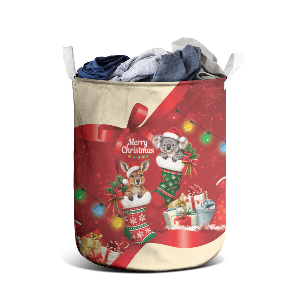 Kangaroo Koala Cockatoo Christmas Australia Laundry Basket Aussie Xmas Sock Coquette Bow