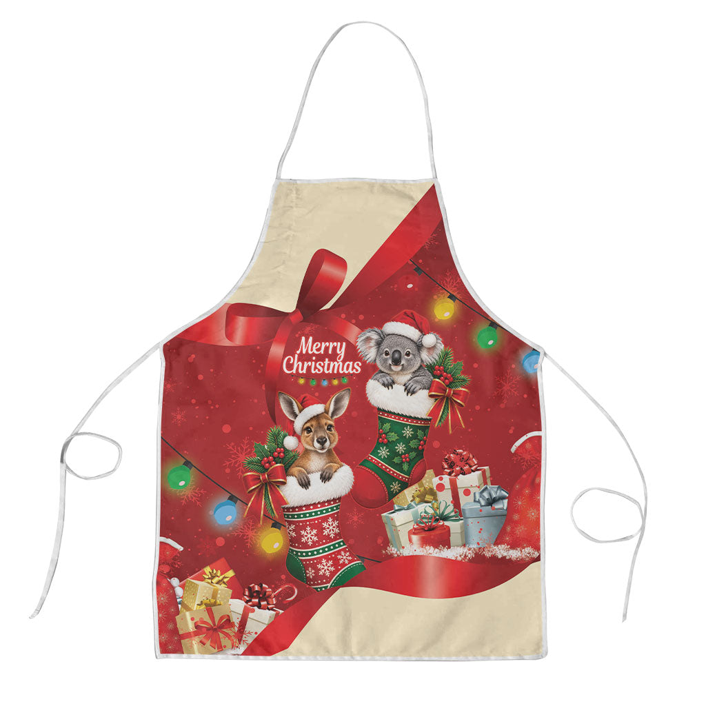 Kangaroo Koala Cockatoo Christmas Australia Apron Aussie Xmas Sock Coquette Bow