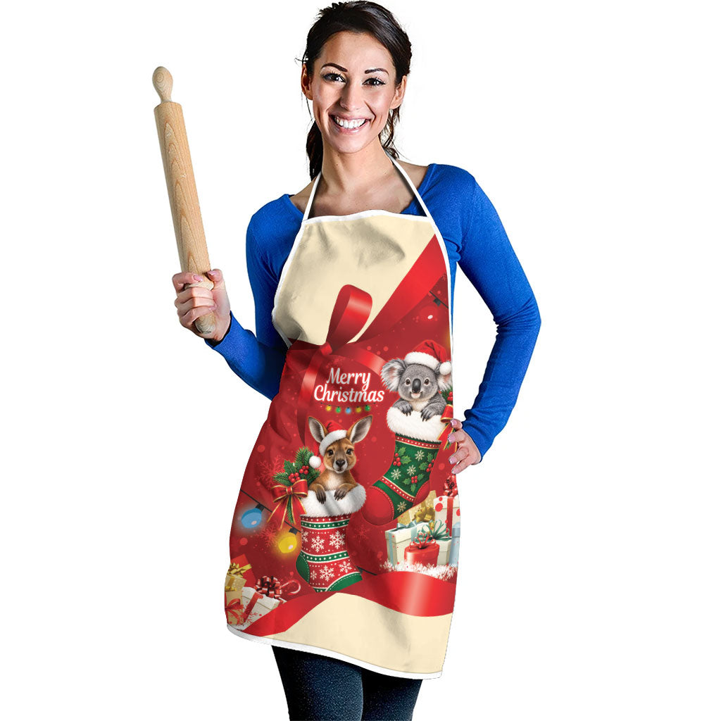 Kangaroo Koala Cockatoo Christmas Australia Apron Aussie Xmas Sock Coquette Bow