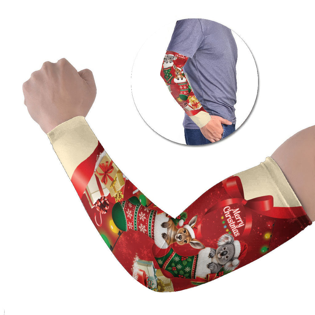 Kangaroo Koala Cockatoo Christmas Australia Arm Sleeves Aussie Xmas Sock Coquette Bow